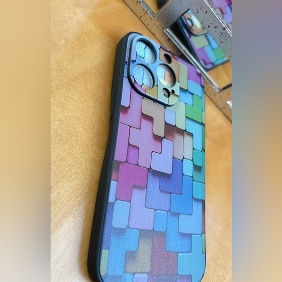 iPhone case multi color rainbow square pattern 14 pro - Picture 3 of 5